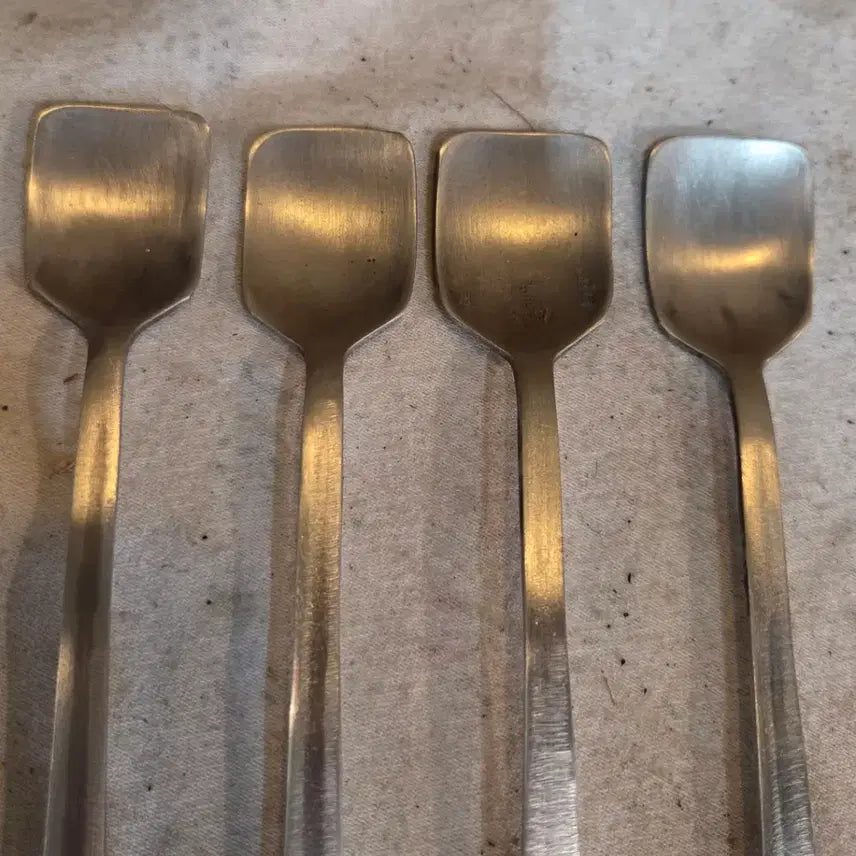 [BUNJANG] Vintage White Copper Medicine Spoon / Tea Spoon Set (4 pcs) / 옛날 백동 약스푼 / 차스푼 4점