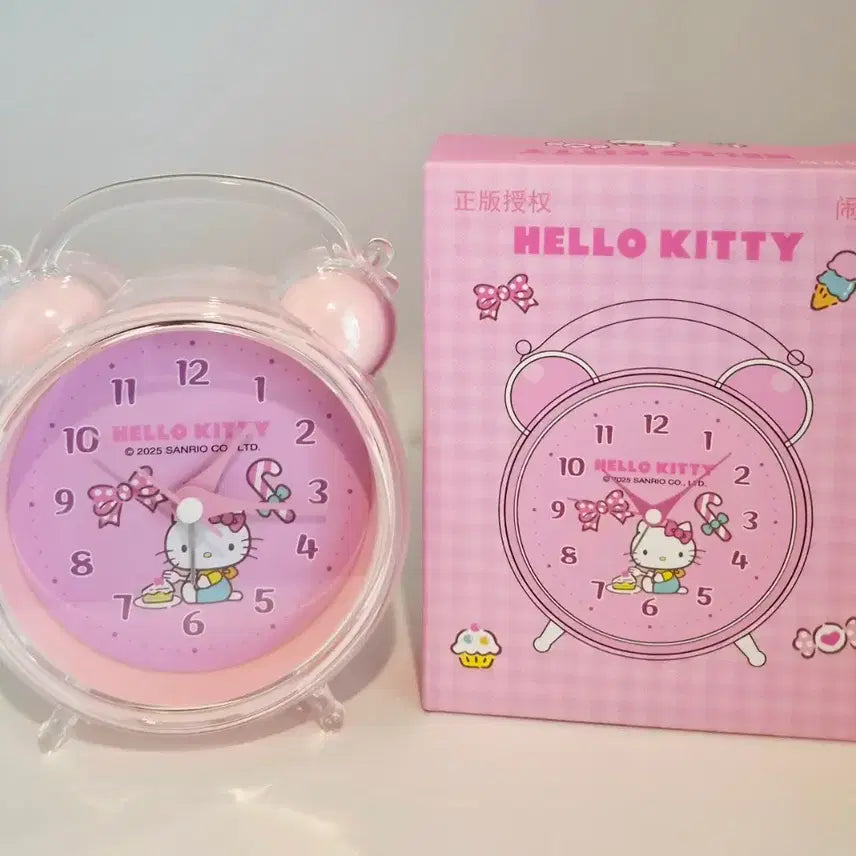 [BUNJANG] Hello Kitty Desk Clock Pink / 헬로키티 탁상 시계 새상품 (무소음+뮤직알람+조명)