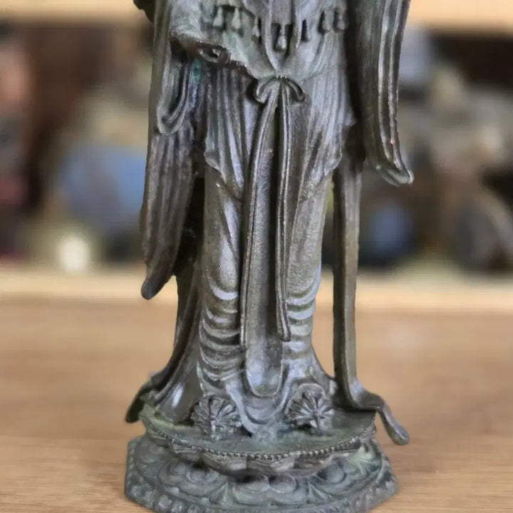 [BUNJANG] Antique Bronze Guanyin Bodhisattva Statue / 고풍스러운 동 관세음보살 입상