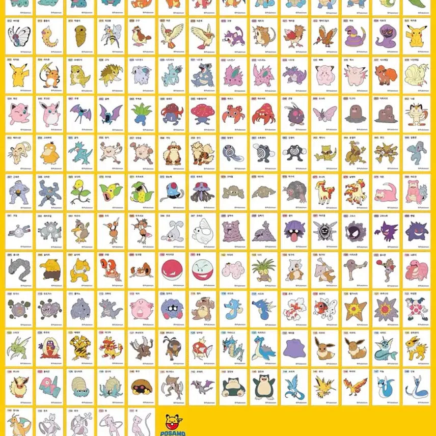 [BUNJANG] 2022 Pokemon Stickers 1st Generation Full Set (159 Types, 3-Digit) / 2022년 포켓몬 띠부씰 1세대 159종 전종 세트 (3자릿수)