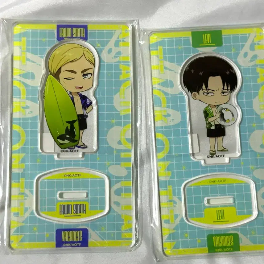 [BUNJANG] Attack on Titan Parflette Summer Series Erwin Smith Levi Ackerman Acrylic Stand (Sealed) / 진격의 거인 Parflette 바캉스 시리즈 엘빈 리바이 (미개봉) 에루리