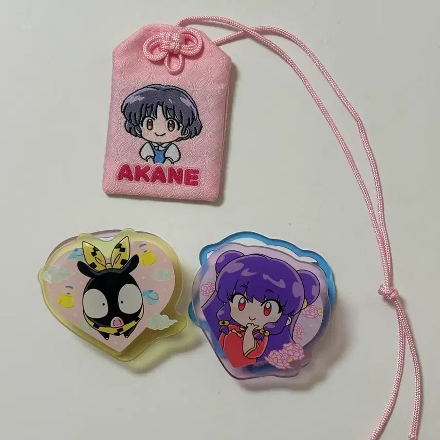 [BUNJANG] Ranma 1/2 Akane Omamori &amp; Clip Set / 란마 아카네 오마모리, 클립 집게 2종 일괄