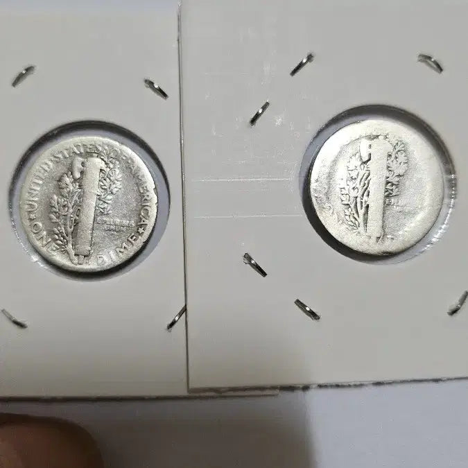 [BUNJANG] USA 1942 Mercury Dime Silver Coins (2-Piece Bundle) / (은화)미국 1942년 10센트 머큐리 다임 2개 일괄(동전.외국주화)06