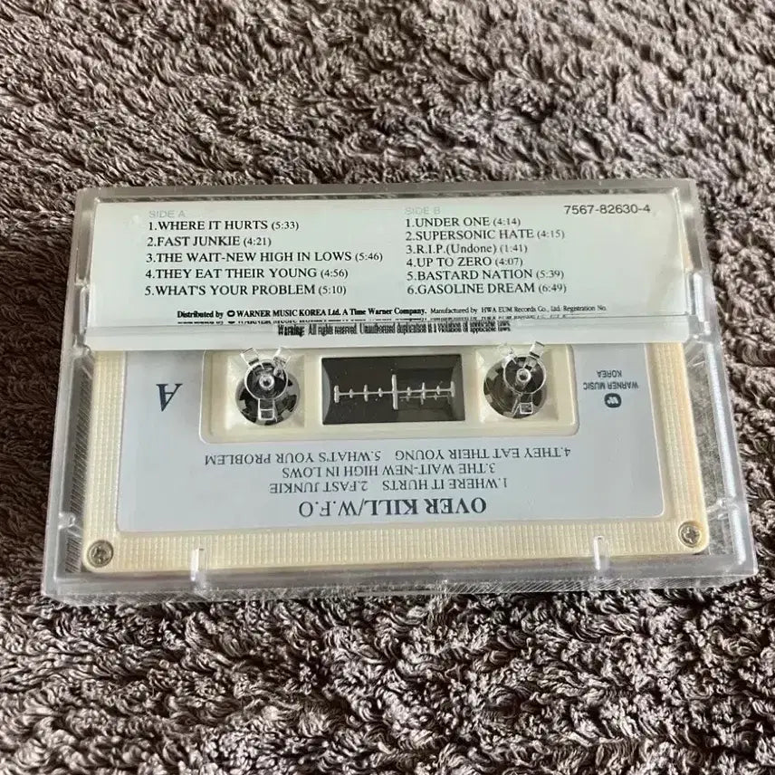 [BUNJANG] Overkill W.F.O. Cassette Tape (Korean License Edition) / 80~90년대 미국의 스래쉬 메탈 밴드 오버킬 정규 7집 W.F.O. 앨범 국내 라이센스 카세트테이프