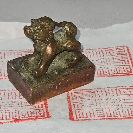 [BUNJANG] Bronze Kylin Seal Stamp / 길상 기린 조각 동제 인장,실제 날인 가능한 전각 도장