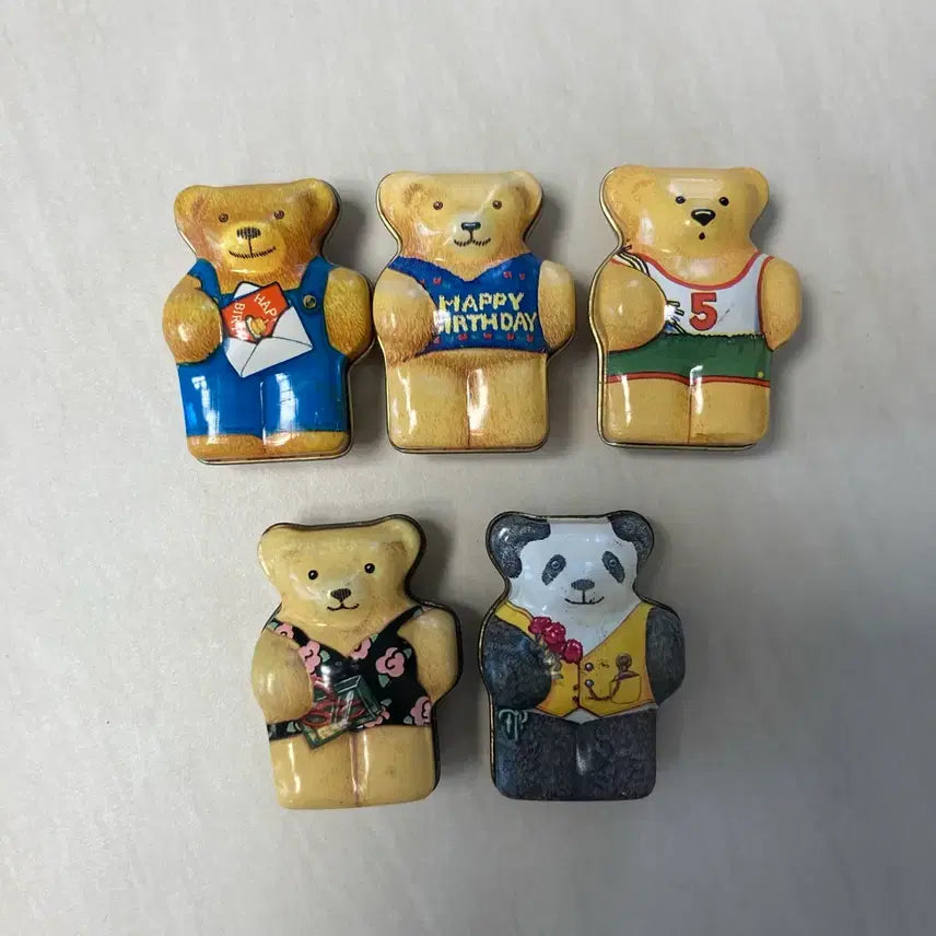 [BUNJANG] Vintage Mini Teddy Bear Tin Case Set / 빈티지 미니 테디베어 틴 케이스 셋트