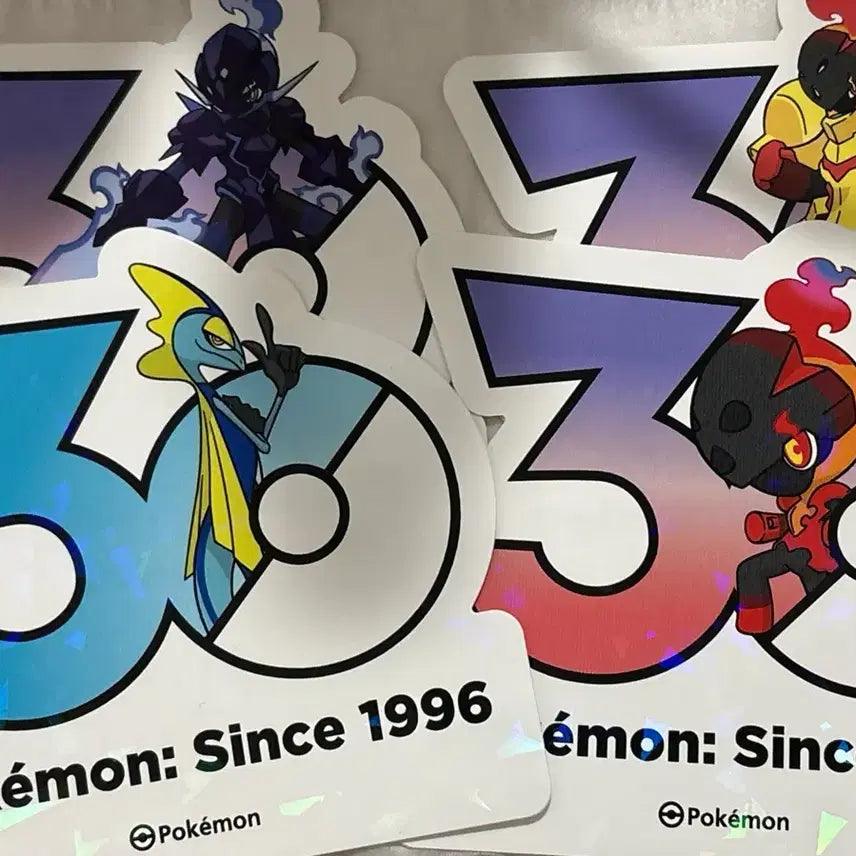 [BUNJANG] Pokemon 30th Anniversary Sticker Set: Carbon, Cadinarmar, Pyraledge, Inteleon / 포켓몬 30주년 기념 스티커 카르본&amp;카디나르마&amp;파라블레이즈&amp;인텔리레온