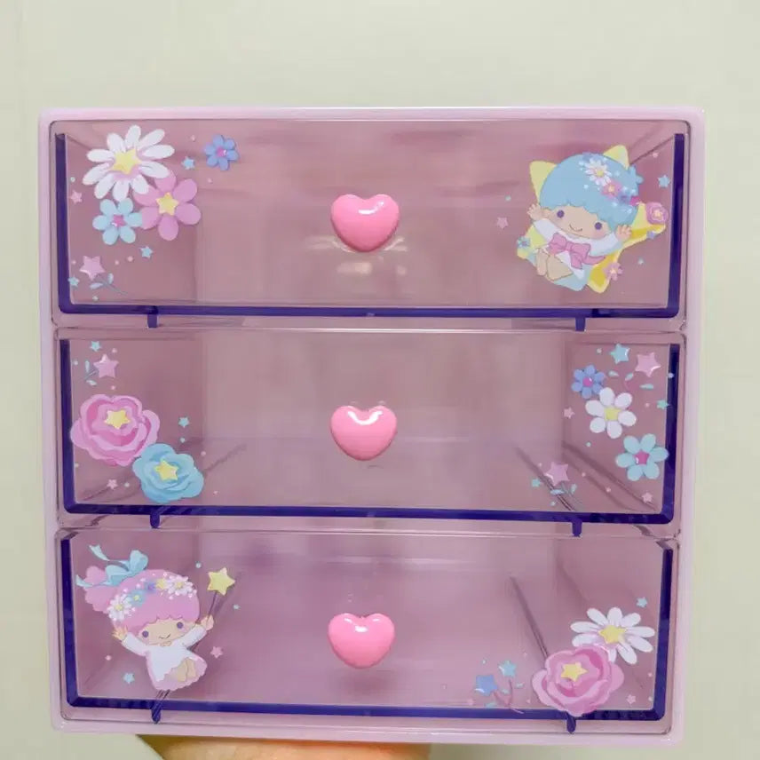 [BUNJANG] 2000 Little Twin Stars 3-Tier Drawer Organizer Chest / 2000 고전 키키라라 리틀트윈스타 3단 서랍 정리함 체스트