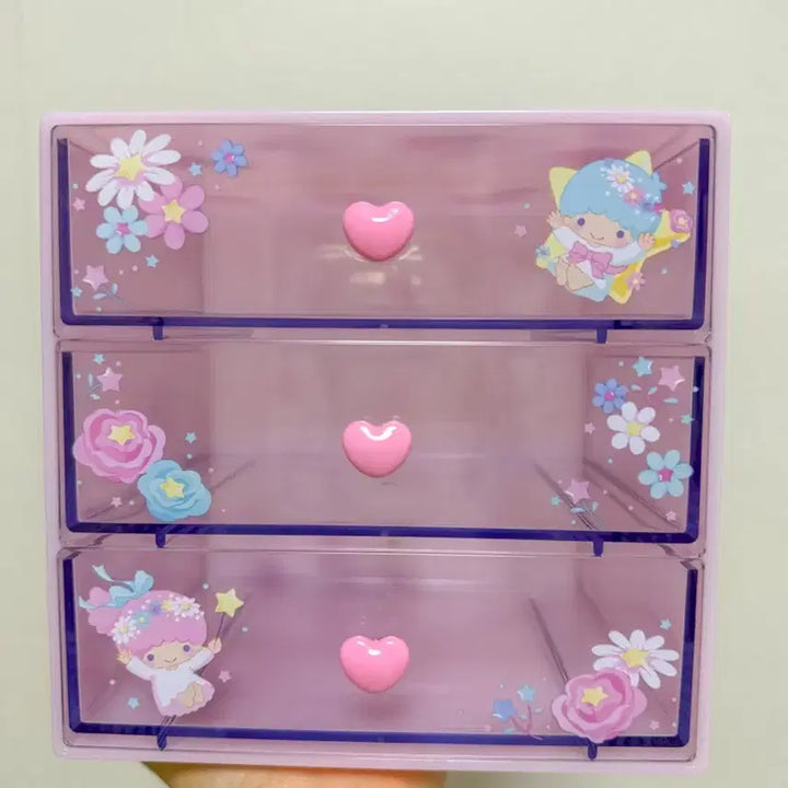 [BUNJANG] 2000 Little Twin Stars 3-Tier Drawer Organizer Chest / 2000 고전 키키라라 리틀트윈스타 3단 서랍 정리함 체스트