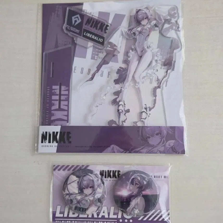 [BUNJANG] Niche Liberelles C107 Acrylic Stand &amp; Can Badge Set / 니케 리버렐리오 c107 아크릴 + 캔뱃지 세트