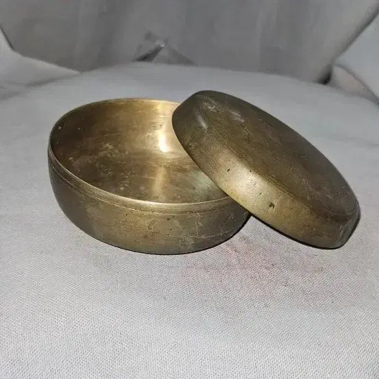 [BUNJANG] Heavy Brass Circular Incense Box Container (208g) / 묵직한 황동제 원형 향합 향 보관함 208g