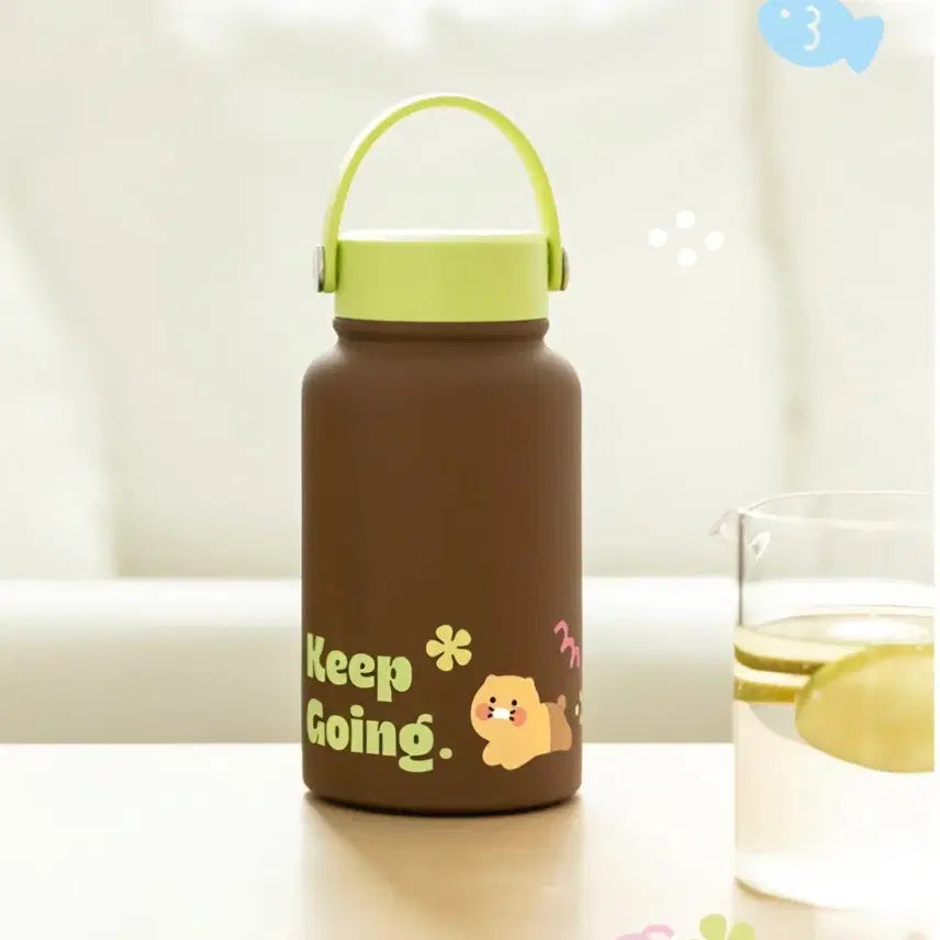 [BUNJANG] Chunsik Two-Tone Tumbler with Handle 670ml Brown / 춘식이 투톤 핸들 텀블러 670ml 브라운