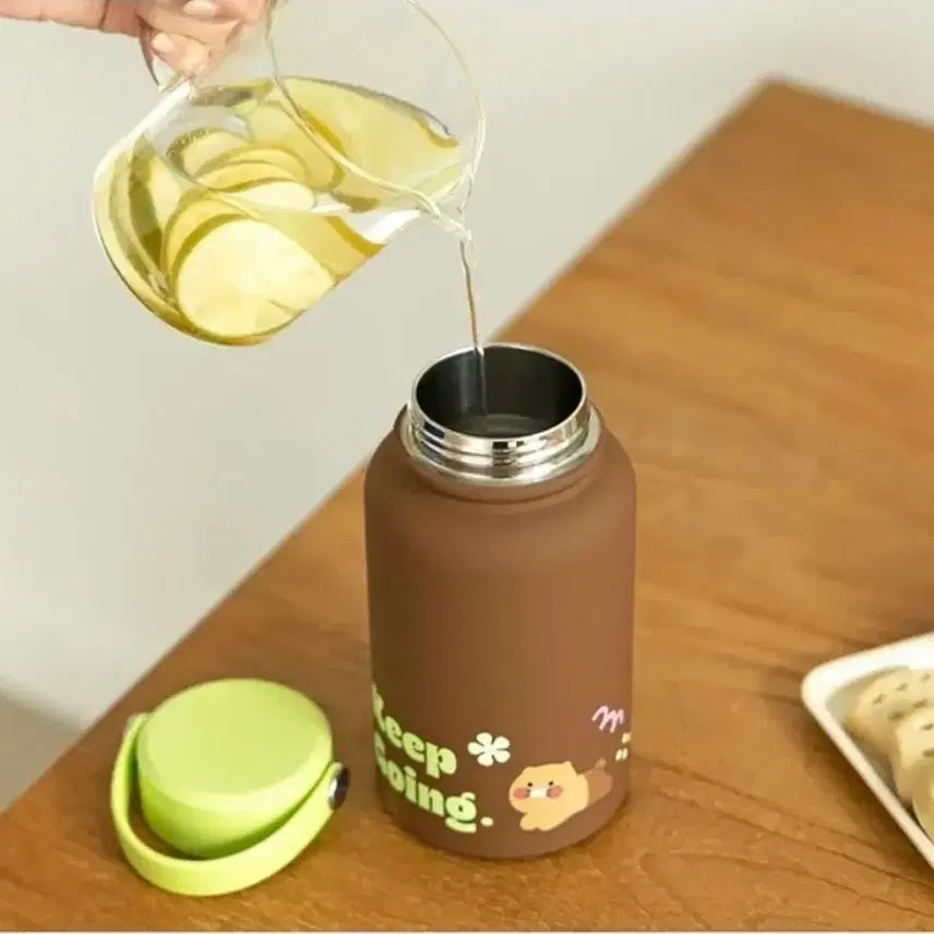 [BUNJANG] Chunsik Two-Tone Tumbler with Handle 670ml Brown / 춘식이 투톤 핸들 텀블러 670ml 브라운