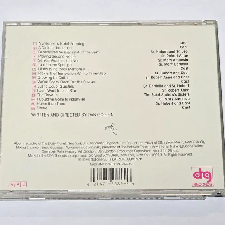 [BUNJANG] Musical Nunsense Original Cast Recording CD (DRG Import) / 뮤지컬 넌센스 (Nunsense) Original Cast Recording (DRG 수입반)