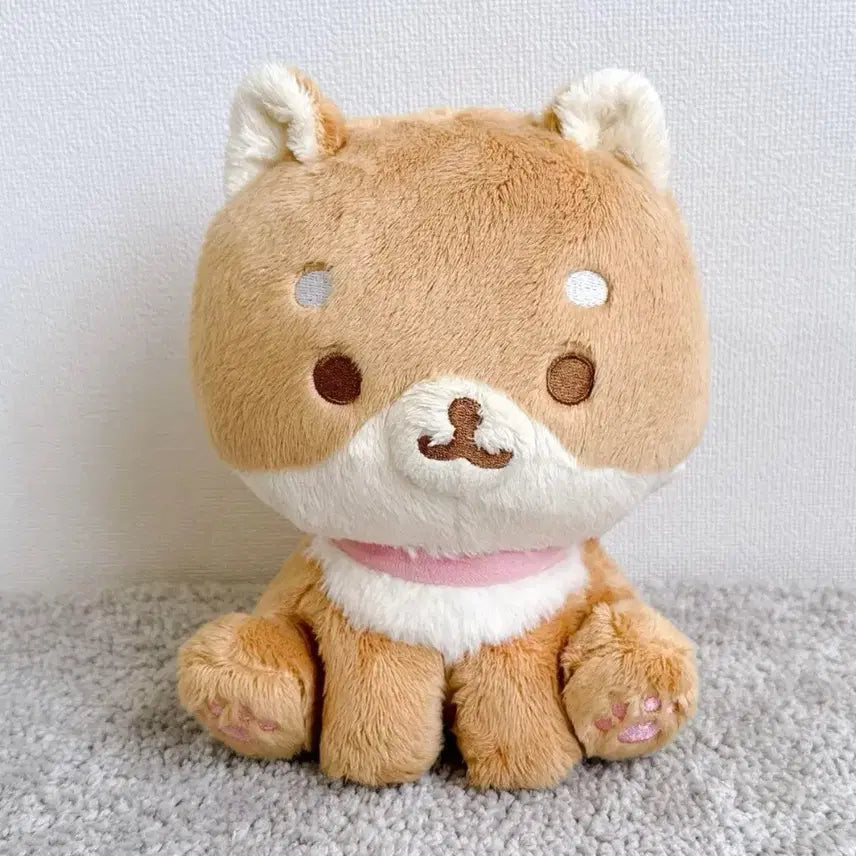 [BUNJANG] Shiba Inu Plush Toy with Pink Collar / 일본 시바견 인형 핑크 목걸이 인형