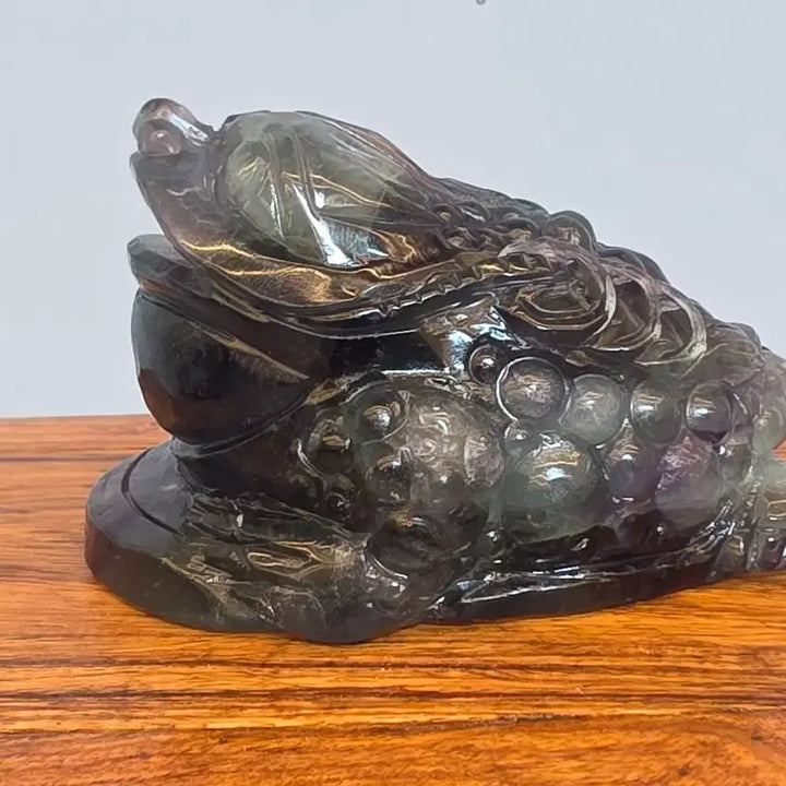 [BUNJANG] Three-Legged Crow and Toad Stone Lamp with Base / 26091013 좋은 기운을 내뿜는 플로어라이트 형석 삼족오 두꺼비 광물 수석 팝니다