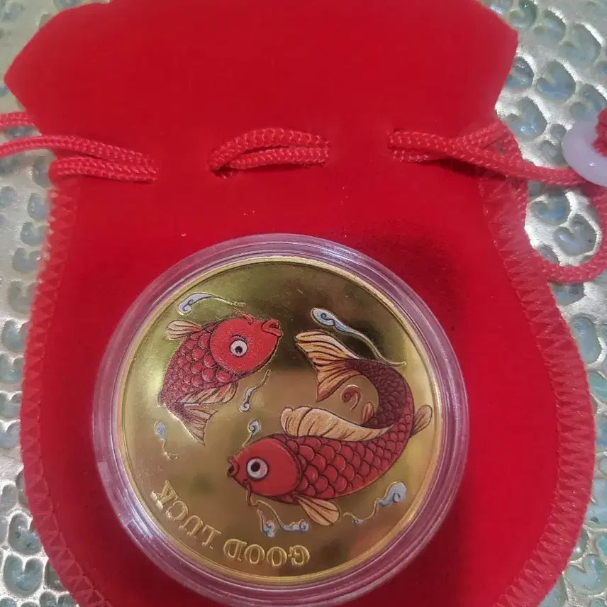[BUNJANG] Golden Koi Fish, Elephant Coin &amp; Fortune Pouch Set / 금색 잉어.코끼리 동전 &amp;복주머니 세트