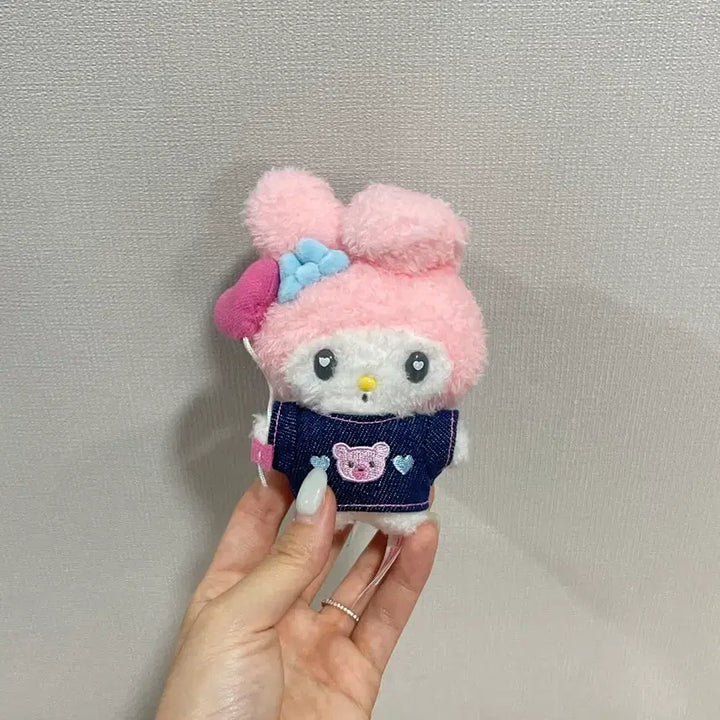 [BUNJANG] Sanrio My Melody Denim Patch Mascot Doll Keychain / 산리오 마이멜로디 데님 패치 마스코트 인형 키링
