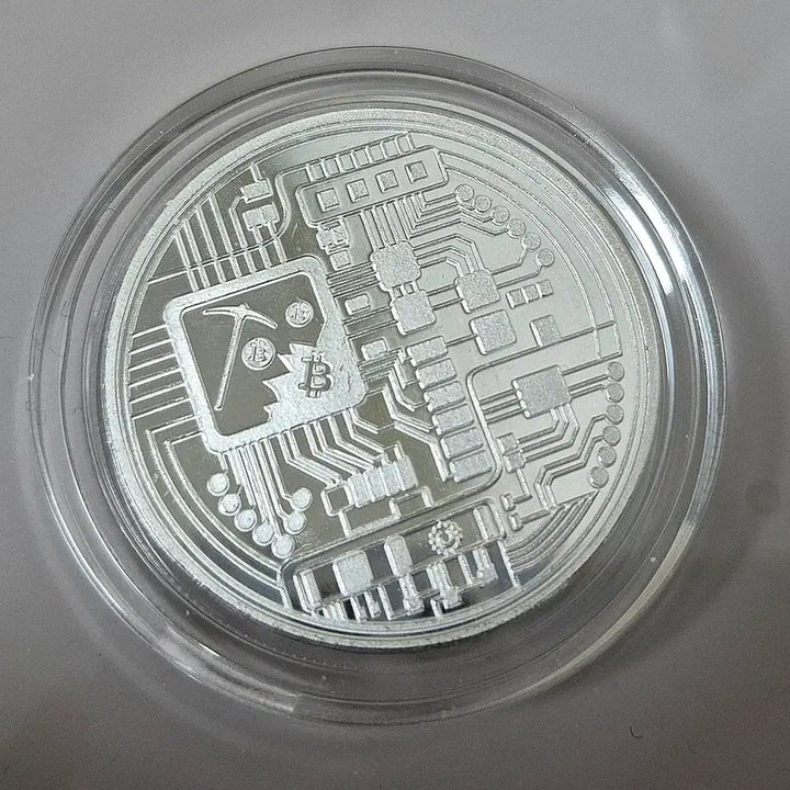 [BUNJANG] Bitcoin Silver Round 1oz Bundle (Set of 2) with Gold Plated Bitcoin Coin / 비트코인 은화 1온스  2개 일괄
