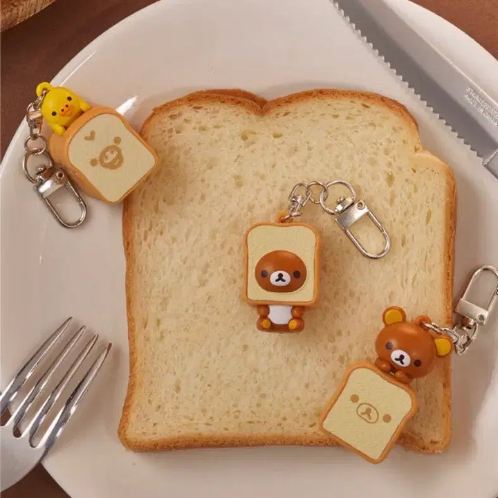 [BUNJANG] Rilakkuma &amp; Kogumacho Bread Keychain Bundle Set (2 Types) / (2종 일괄) Cgv 리락쿠마 식빵 키링