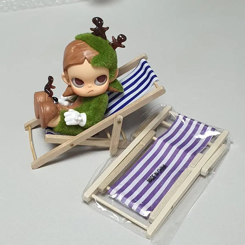 [BUNJANG] Miniature Beach Chair Sunbed Set (2pcs) / 피규어X) 미니어처 썬베드 해변 의자 2개 일괄  인형 여름 소품