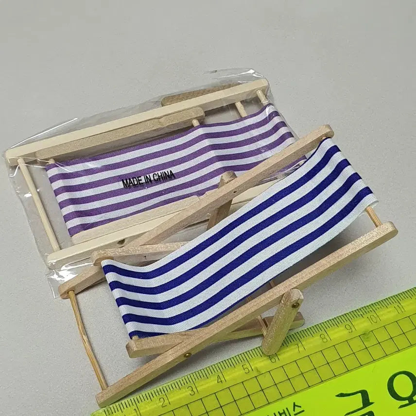 [BUNJANG] Miniature Beach Chair Sunbed Set (2pcs) / 피규어X) 미니어처 썬베드 해변 의자 2개 일괄  인형 여름 소품