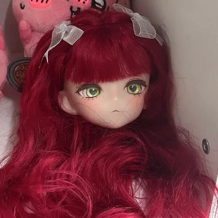 [BUNJANG] MSD Ball-Jointed Doll Head, Anime Style, with 2 Wig Set / 구관 아니메 msd 헤드, 가발 2개 세트