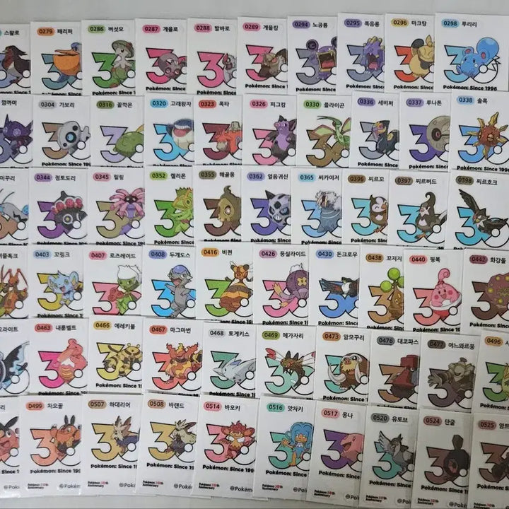 [BUNJANG] Pokemon 30th Anniversary 1013 Logo Stickers / 포켓몬 30주년 1013종 로고띠부씰 판매합니다