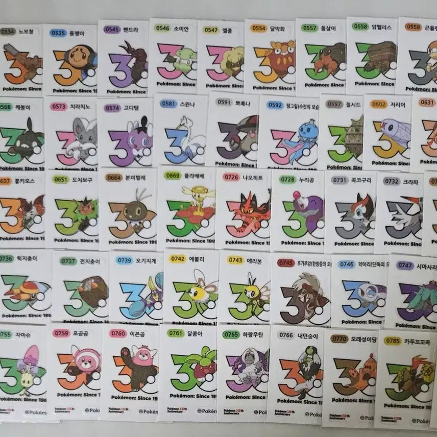 [BUNJANG] Pokemon 30th Anniversary 1013 Logo Stickers / 포켓몬 30주년 1013종 로고띠부씰 판매합니다