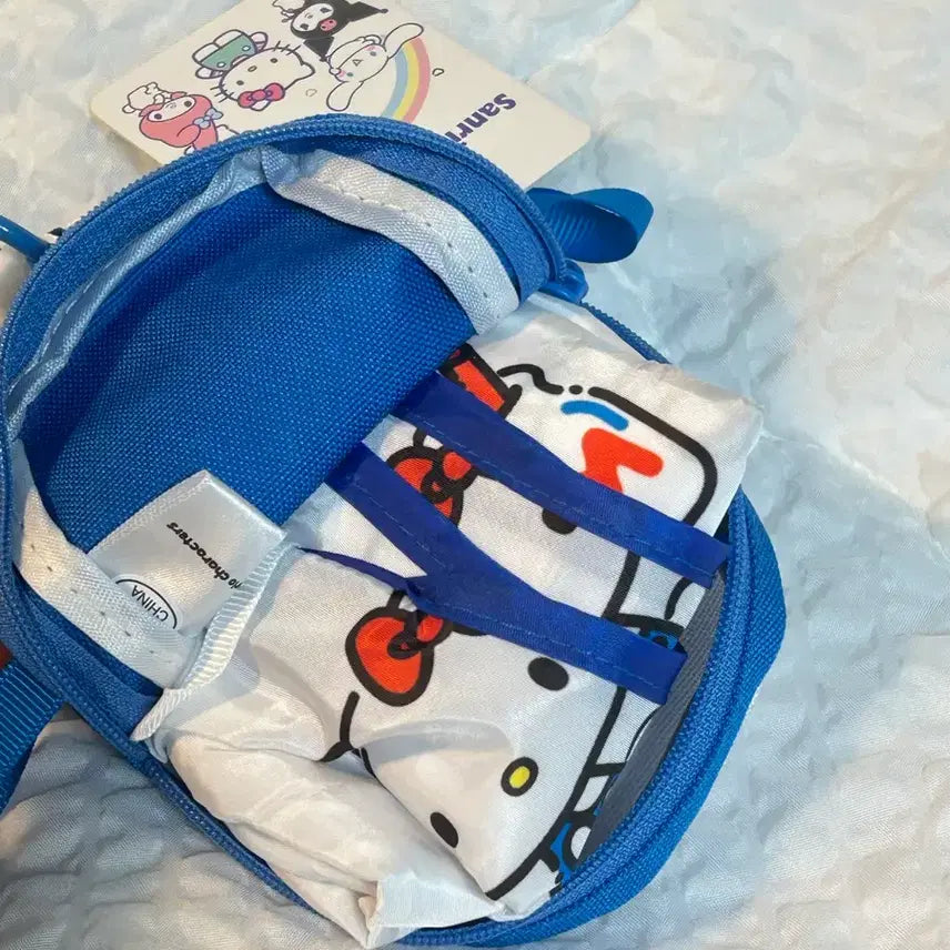 [BUNJANG] Sanrio Hello Kitty Mini Pouch &amp; Folding Shopping Bag Keychain (2-Way) / 택0,새상품) 산리오 헬로키티 미니 파우치&amp; 접이식 장바구니 키링(2way)