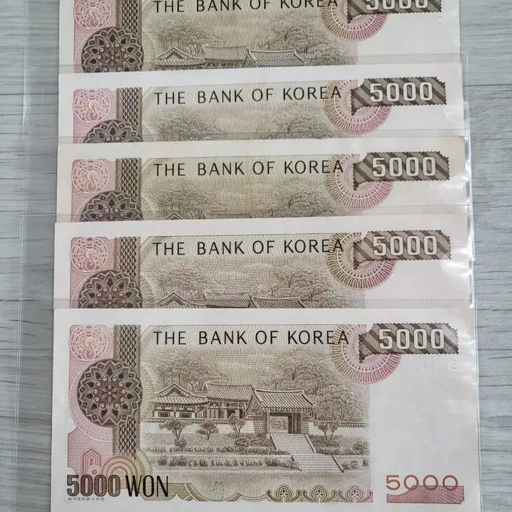 [BUNJANG] Unused 5,000 KRW Banknotes - Bundle of 5 / 3차 오천원 미사용 5장
