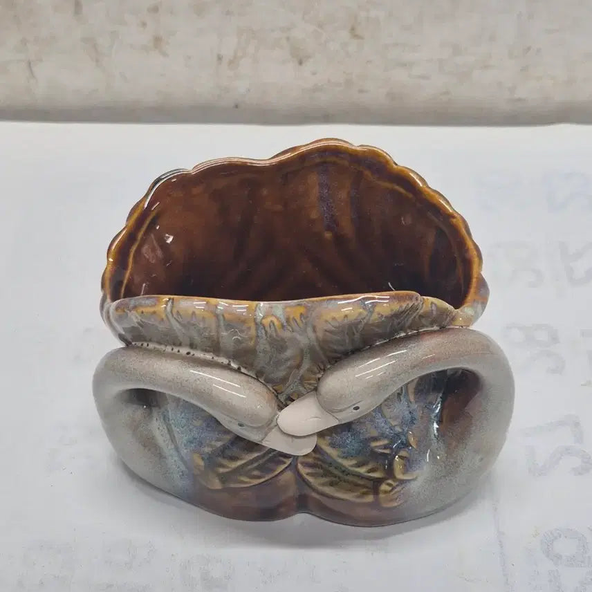 [BUNJANG] Ceramic Swan Pair Figurine / 백조 1쌍의 도자기 (713) (운임비 따로)