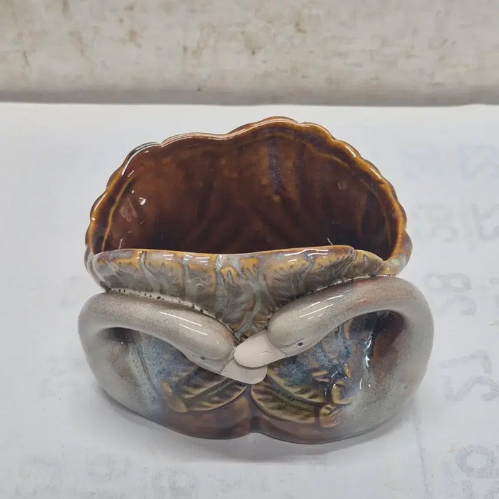 [BUNJANG] Ceramic Swan Pair Figurine / 백조 1쌍의 도자기 (713) (운임비 따로)