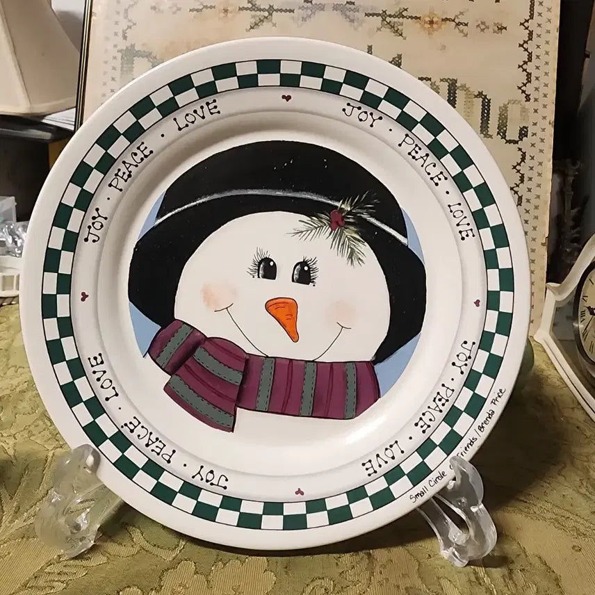 [BUNJANG] Snowman Decorative Plate Ceramic 21.4cm / 스노우맨 장식 접시 도자기 지름21.4cm10000원