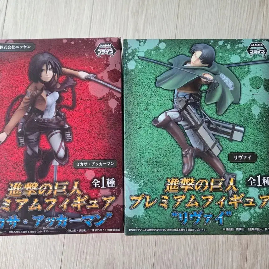 [BUNJANG] Attack on Titan Mikasa &amp; Levi Premium Figures Set / 진격의 거인 미카사 프리미엄 피규어 &amp; 리바이 프리미엄 피규어