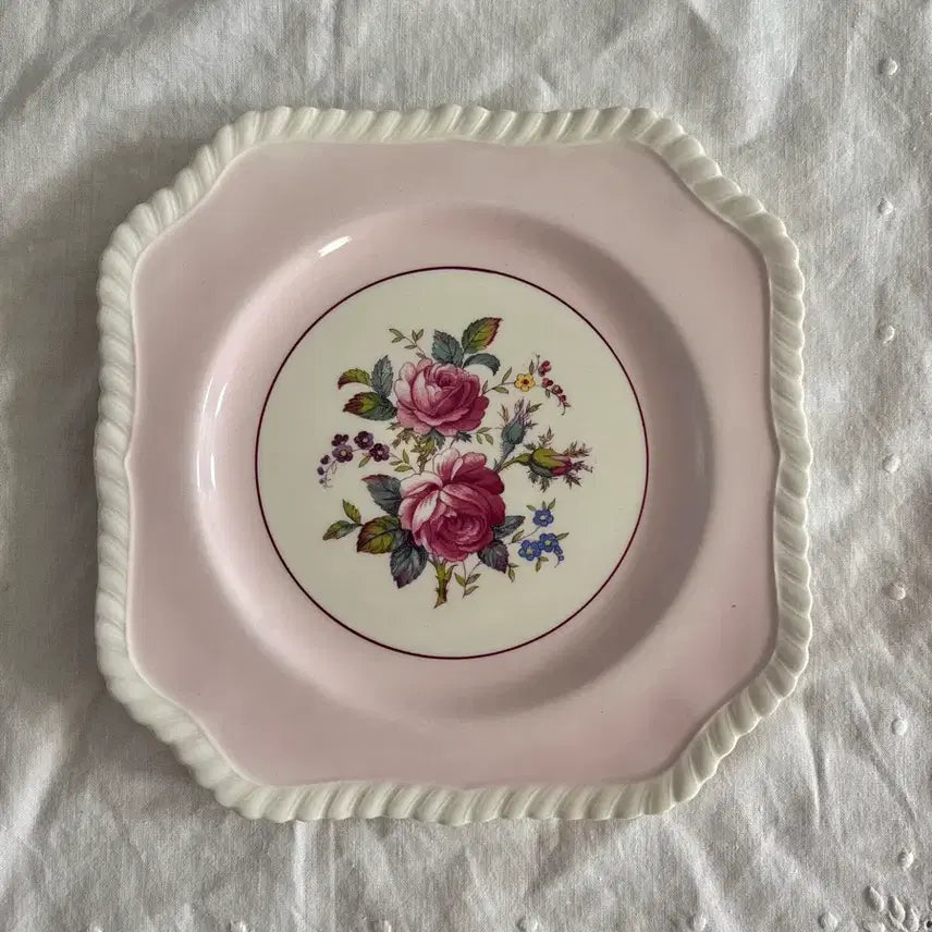 [BUNJANG] Johnson Bros. Old English Pink Rose Square Plate / 존슨브로스 올드잉글리시 핑크 로즈 사각 플레이트(귀템)