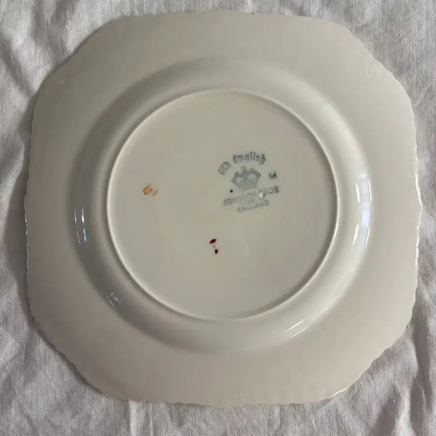 [BUNJANG] Johnson Bros. Old English Pink Rose Square Plate / 존슨브로스 올드잉글리시 핑크 로즈 사각 플레이트(귀템)