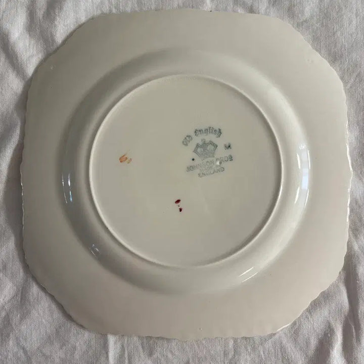 [BUNJANG] Johnson Bros. Old English Pink Rose Square Plate / 존슨브로스 올드잉글리시 핑크 로즈 사각 플레이트(귀템)