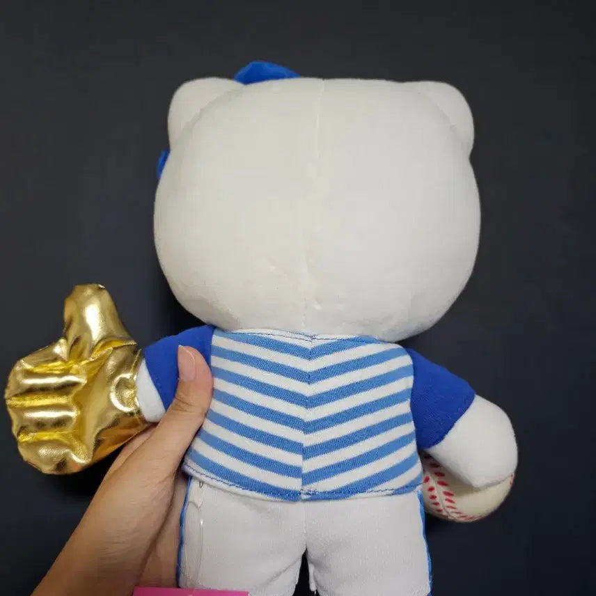 [BUNJANG] Hello Kitty Baseball Plush Blue Stripe Uniform / 헬로키티 야구 인형 파랑 줄무늬