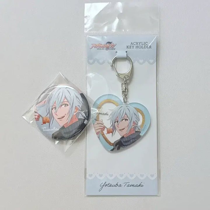 [BUNJANG] IDOLiSH7 Tamaki Spoon Acrylic Keyring &amp; Can Badge Set / 아이나나 타마키 스푼 아크릴 키링 캔뱃지 세트