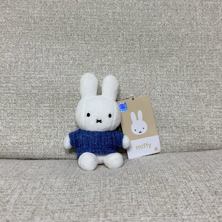 [BUNJANG] Miffy Tweed Keyring Doll - Blue / 정품 트위드 입은 미피 키링 인형 블루