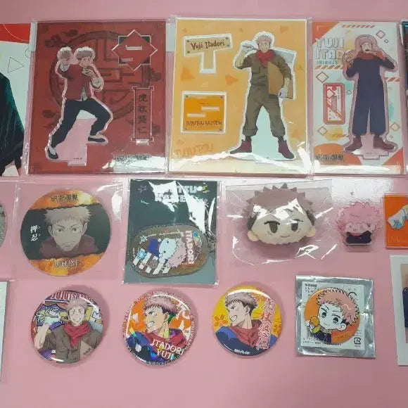 [BUNJANG] Jujutsu Kaisen Yuji Itadori Merchandise Bundle Set / 20종 일괄) 주술회전 이타도리 유지 굿즈 아크릴 스탠드,키링, 캔뱃지, 누이, 코스터,지류 카드, 특전
