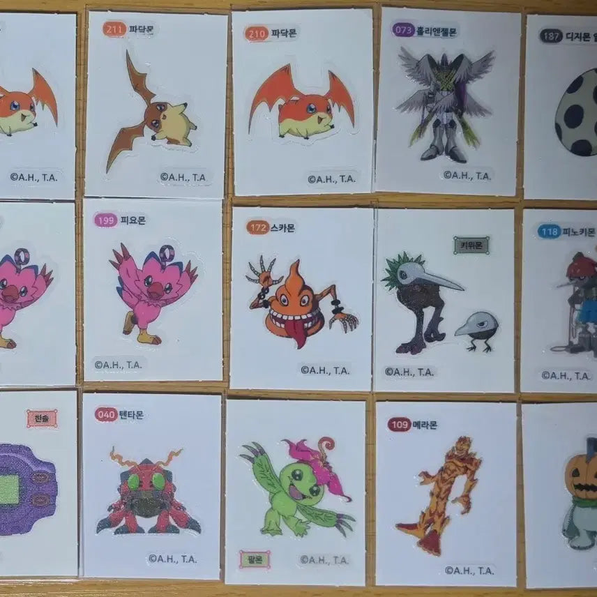 [BUNJANG] Digimon Adventure Digimon Bread POGs Sticker Set (19 Types) Bundle / 디지몬 디지몬어드벤처 디지몬젤리 디지몬빵 특전 띠부씰 19종 일괄판매