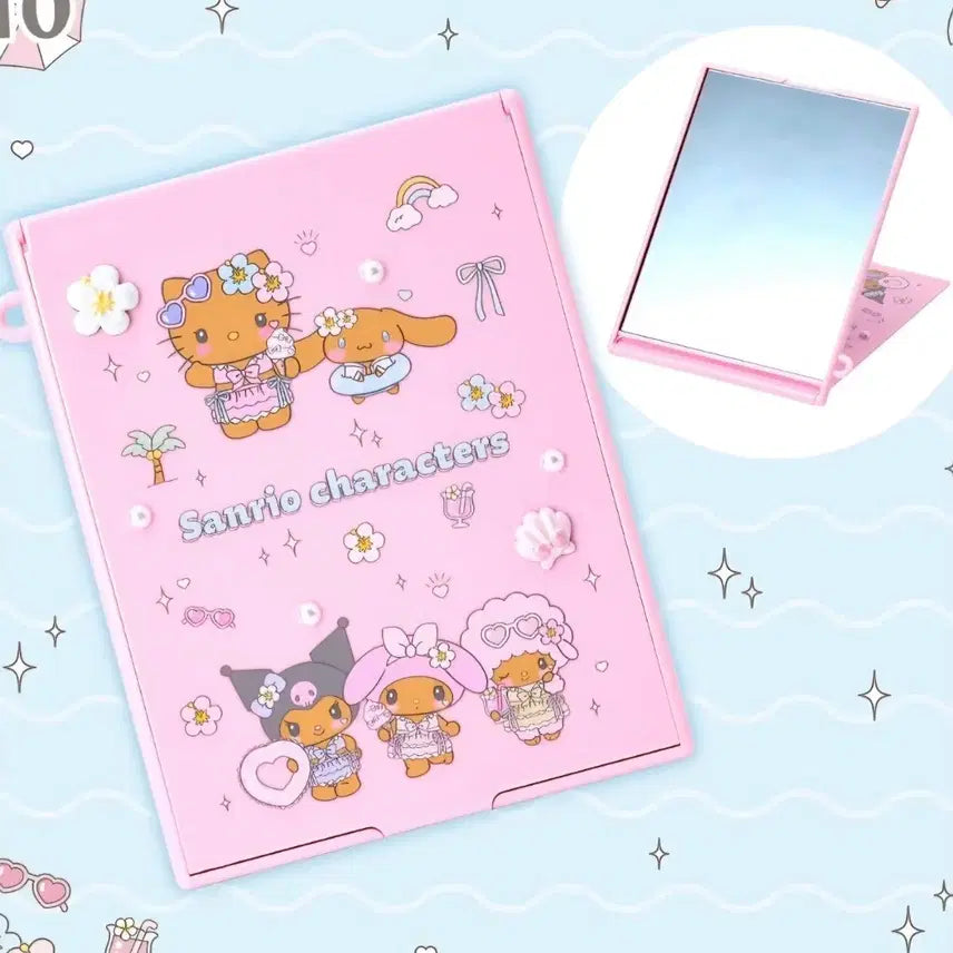 [BUNJANG] Sanrio Kirameki Summer Full Tanning Series Folding Mirror / 산리오 키라메키 썸머 풀 태닝시리즈 접이식거울