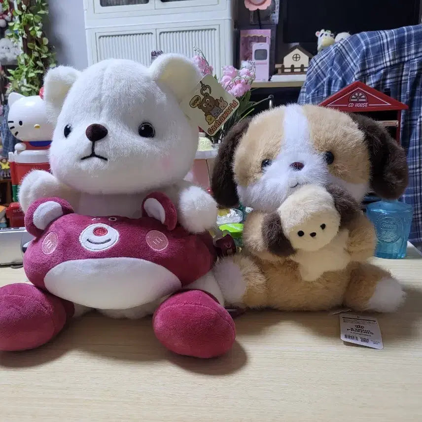 [BUNJANG] Cute Bear Dog Plush Toy Set / 귀여운 곰돌이 강아지 인형 세트 택포