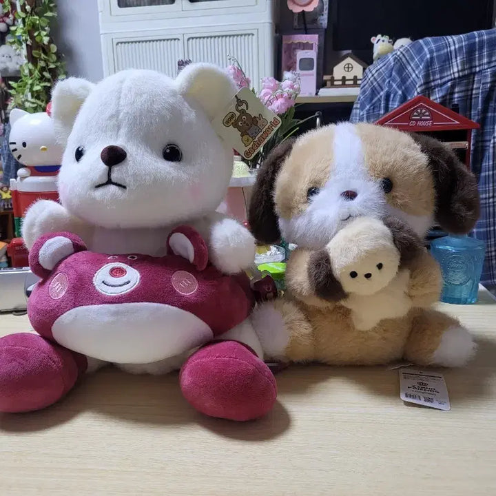[BUNJANG] Cute Bear Dog Plush Toy Set / 귀여운 곰돌이 강아지 인형 세트 택포
