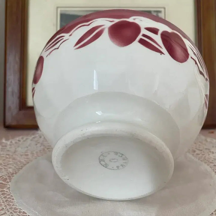 [BUNJANG] French Antique Cobble Bowl with Red Fruit Pattern / 프랑스 엔틱 굽볼