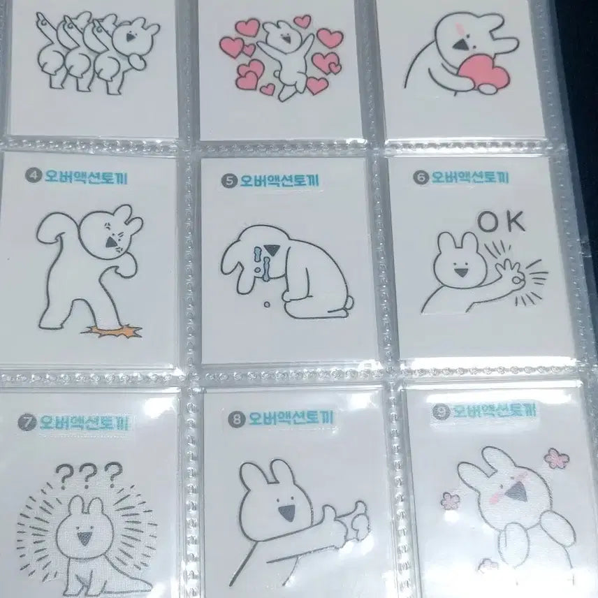 [BUNJANG] Over Action Rabbit Postcard Sticker Set (60 Types) Bundle Set / 오버액션 토끼 띠부씰 60종 일괄