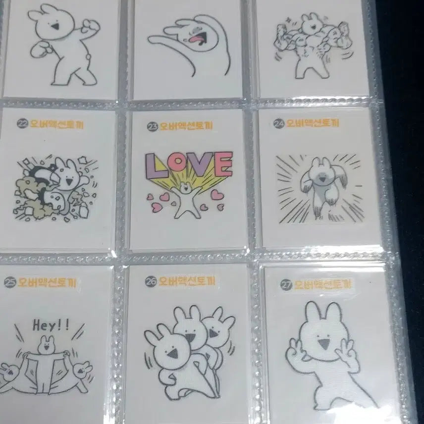 [BUNJANG] Over Action Rabbit Postcard Sticker Set (60 Types) Bundle Set / 오버액션 토끼 띠부씰 60종 일괄