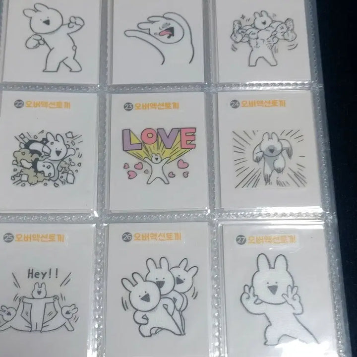 [BUNJANG] Over Action Rabbit Postcard Sticker Set (60 Types) Bundle Set / 오버액션 토끼 띠부씰 60종 일괄